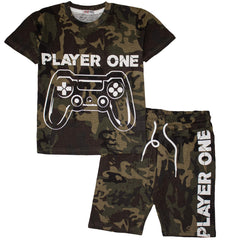 A2Z 4 Kids Short Set Camouflage Green Short Sleeve T Shirt Shorts Comfortable