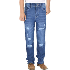 Kids Boys Relaxed Straight Fit Boot Cut Ripped Jeans for Teens Cotton Jeans 5-13