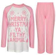 Kids Girls PJS Merry Christmas Ya Filthy Animal Print Trendy PJS Age 2-13 Years