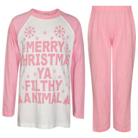 Kids Girls PJS Merry Christmas Ya Filthy Animal Print Trendy PJS Age 2-13 Years