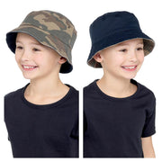 Kids Reversible Bucket Hat Summer Foldable Cotton Sun Protection Hiking Hat