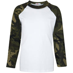 Kids Boys Girls T Shirts Plain Baseball Long Raglan Sleeves Sports Tees 2-13 Yrs