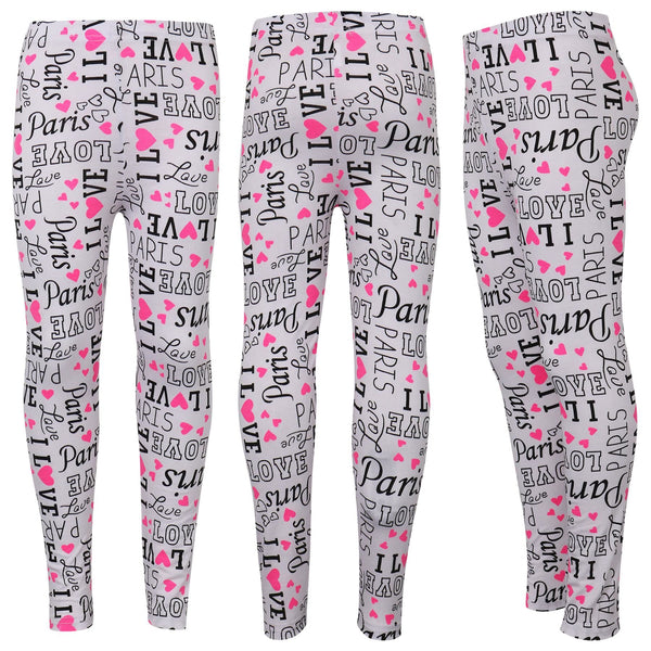 Kids Girls Legging I Love Paris Print Trendy Fashion Dance Party Summer Leggings