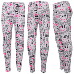 Kids Girls Legging I Love Paris Print Trendy Fashion Dance Party Summer Leggings