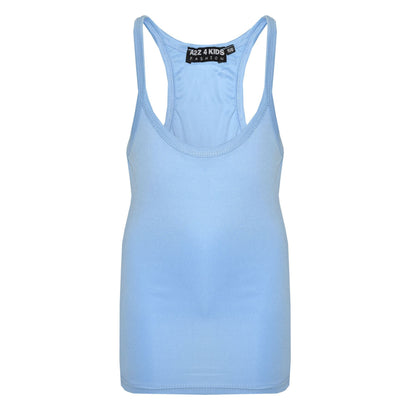 Kids Girls Childrens Vest Top Tank Top Fitted Age 5-6, 7-8, 9-10, 11-12,13 Years