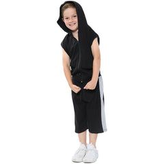 A2Z 4 Kids Girls Boys Hooded Zipper Top Shorts Set Sleeveless Summer Outfit