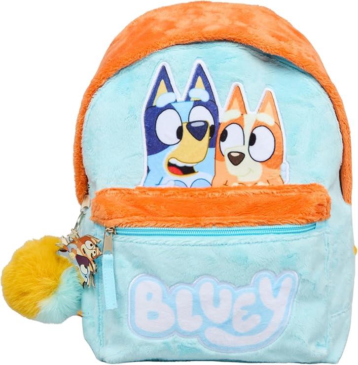 Bluey Full Plush Backpack with Pom Pom Keyring Officially Licensed School Bag