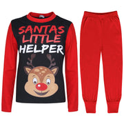 A2Z 4 Kids Girls Boys Pyjamas Santas Little Helper Reindeer Print Stylish Red Contrast Sleeves Pajamas Xmas Set New Age 2 3 4 5 6 7 8 9 10 11 12 13 Years