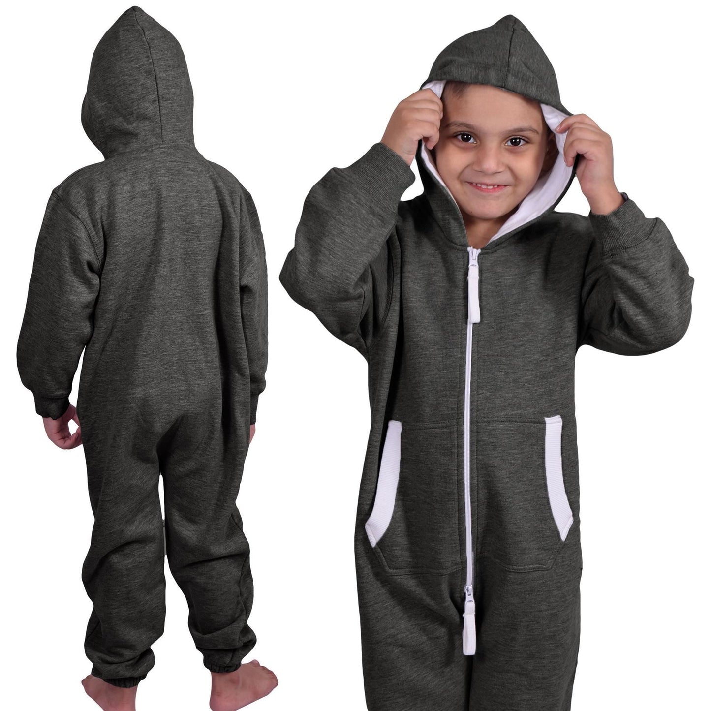 A2Z Onesie One Piece Kids Charcoal Pyjamas Sleepsuit Costume Girls & Boys 5-13 Y