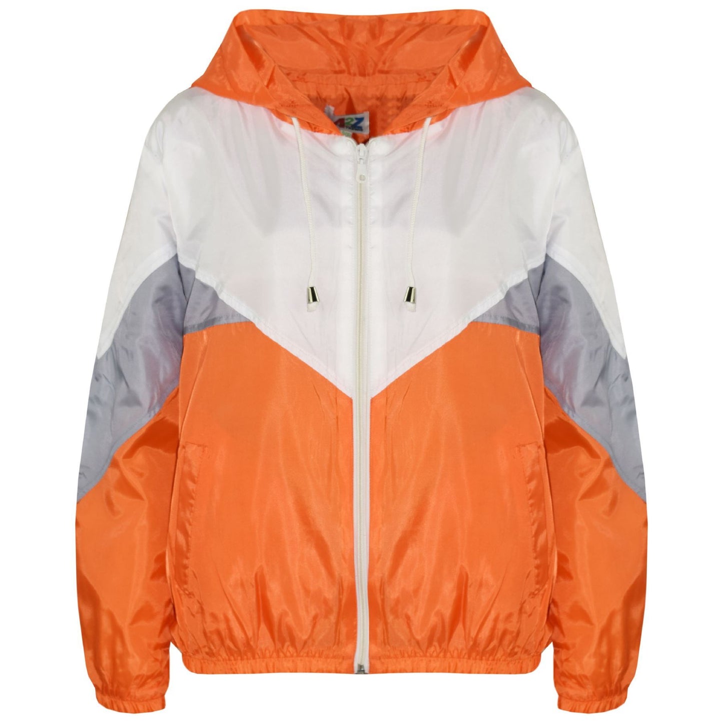 A2Z 4 Kids Windbreaker Orange Waterproof Raincoat Jackets Contrast Panels Shower Resistant Lightweight Hooded Coat Girls Boys Age 5-13 Years