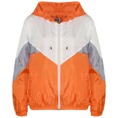 A2Z 4 Kids Windbreaker Orange Waterproof Raincoat Jackets Contrast Panels Shower Resistant Lightweight Hooded Coat Girls Boys Age 5-13 Years