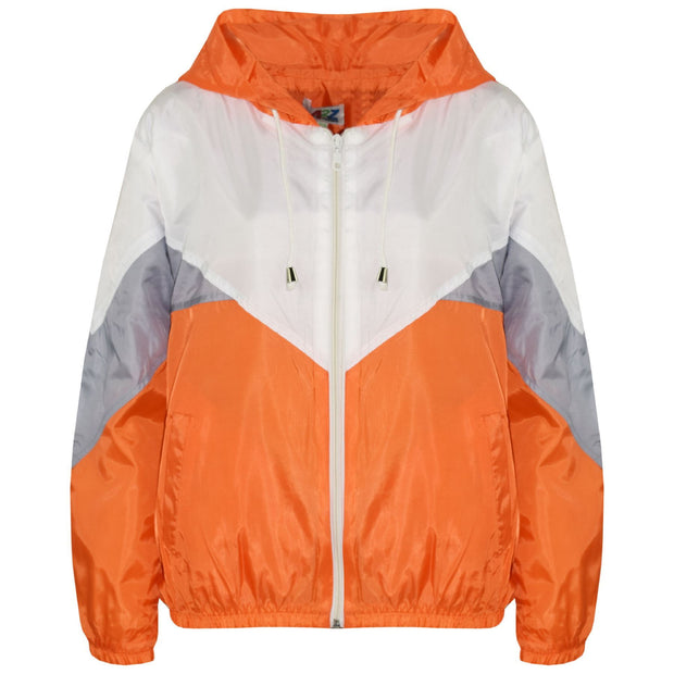 A2Z 4 Kids Windbreaker Orange Waterproof Raincoat Jackets Contrast Panels Shower Resistant Lightweight Hooded Coat Girls Boys Age 5-13 Years