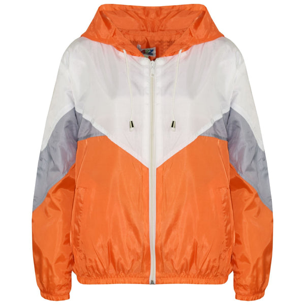 A2Z 4 Kids Windbreaker Orange Waterproof Raincoat Jackets Contrast Panels Shower Resistant Lightweight Hooded Coat Girls Boys Age 5-13 Years