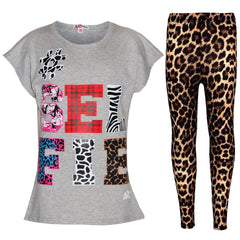 Girls Tops Kids Selfie Print Trendy T Shirt Top & Fashion Legging Set 7-13 Years