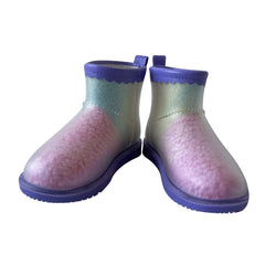 Kids Girls Warm Lined Gradient Rain Boots Waterproof PVC Wellington Winter Shoes