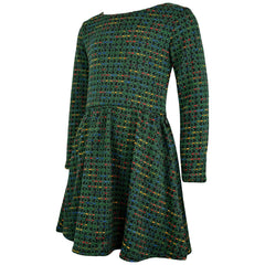 Kids Girls Skater Dress Long Sleeve Tweed Texture Flared Party Summer Dresses