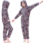A2Z 4 Kids Girls Onesie Leopard Pyjama Sets Onesie One Piece Hooded All In One