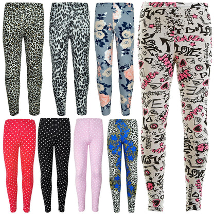 Kids Girls Leggings Designer Stylish Party Fashion School Trendy Legging 7-13 Yr