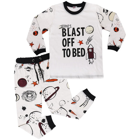 Kids Girls Blast Off To Bed Print Pyjamas Set