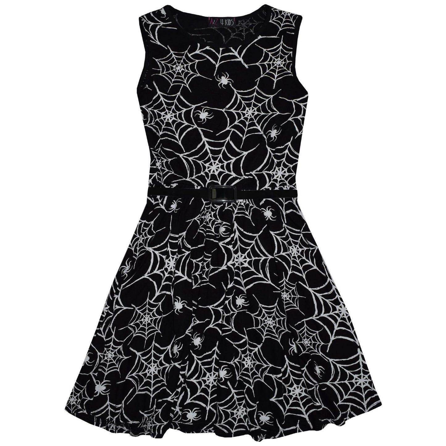 Girls Halloween Dresses Spider Web Print Sleevesless Skater Dress Fancy Costume