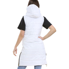 Kids Girls Oversized Gilet Long Line Hooded Quilted Jacket Long Sleeveless Coat