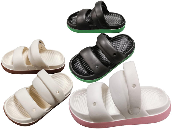 Kids Girls Sandals Flat Open Toe Summer Beach Slip-On Soft Sole Pillow Sliders