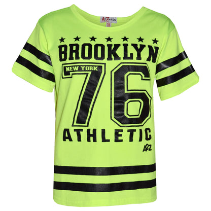 Girls Top Kids Designer's Brooklyn 76 Athletic T Shirt Top & Legging Set 7-13 Yr