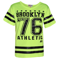 Girls Top Kids Designer's Brooklyn 76 Athletic T Shirt Top & Legging Set 7-13 Yr