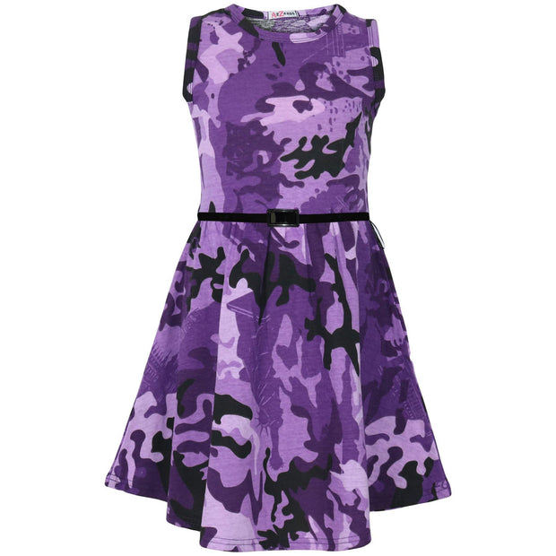 Kids Girls Skater Dress Party Dresses With Free Belt For Children New Age 2-13 - A2Z 4 Kids