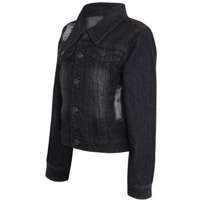 Kids Girls Denim Jackets Ripped Fashion Faded Jeans Jacket New Age 3-13 Years