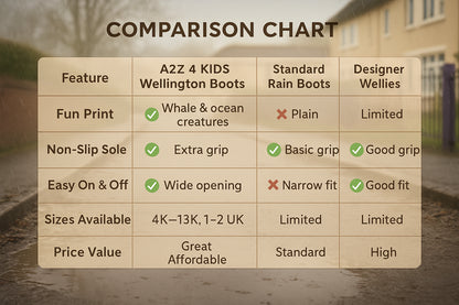 A2Z 4 Kids Boys Girls Wellington Boots PVC Wellies Cute Ocean Whale Print Shoes