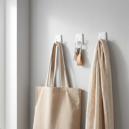 A2Z Self Adhesive Wall Hooks 12 Pack Clear Sticky Utility Hangers Home
