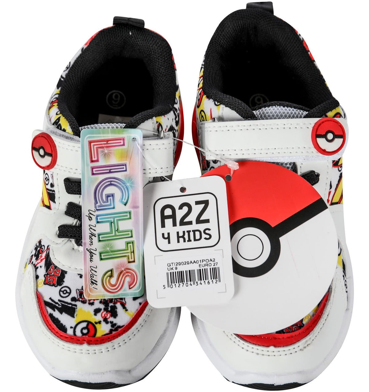 Kids Boys Pokemon Light-Up Trainers Official Pikachu Shoes LED Flashing Soles