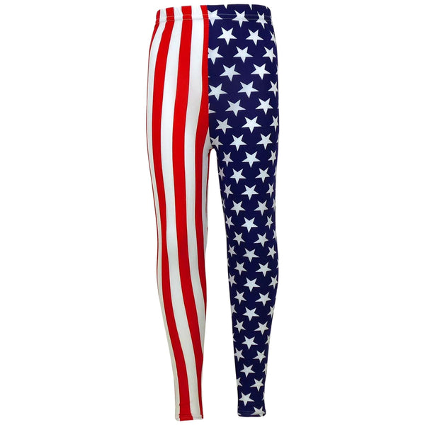 Girls USA Legging Kids Stripes & Stars Print American Leggings Age 7-13 Years