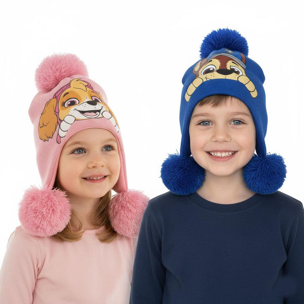 Kids Unisex Paw Patrol Bobble Hat Winter Officially Licensed Fleece Lined Beanie