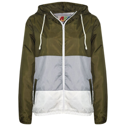 Kids Girls Boys Windbreaker Contrast Panel Jackets Hooded Raincoat Rain Mac 5-13