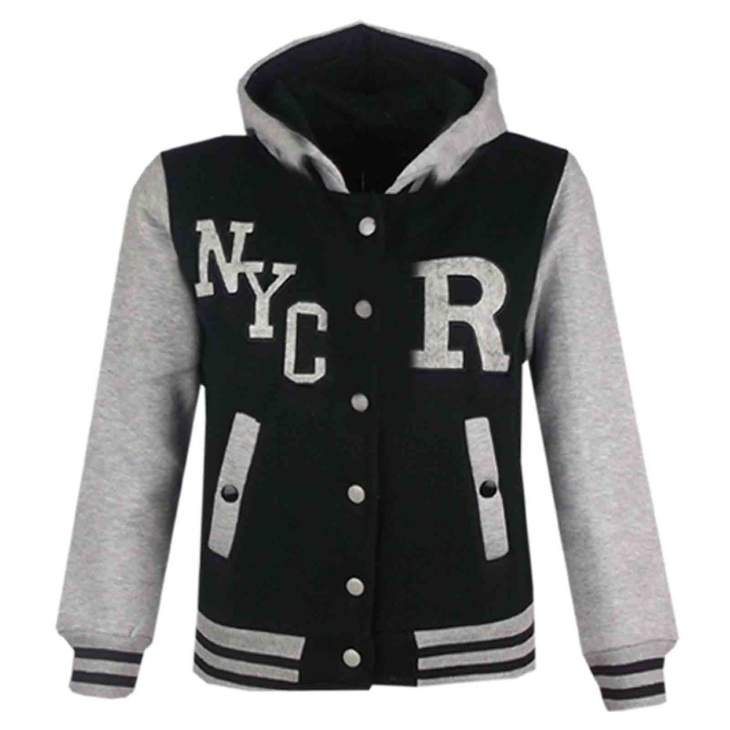 Kids Baseball Hooded R Fashion NYC/FOX Jacket Long Sleeve Coat Girls Boys 2-13Yr