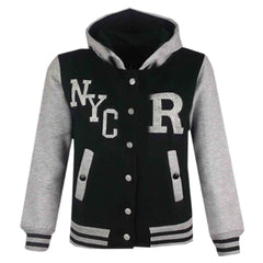 Kids Baseball Hooded R Fashion NYC/FOX Jacket Long Sleeve Coat Girls Boys 2-13Yr
