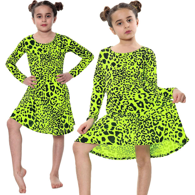 Kids Girls Swing Dresses Spicy Tartan Dog Tooth Print Fashion Dresses 3-13 Years