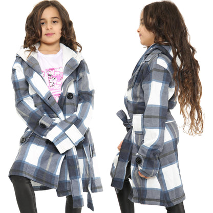 A2Z 4 Kids Parka Jacket Hooded Warm Jacket Oversized Belted Cuffs 5 -13 Years