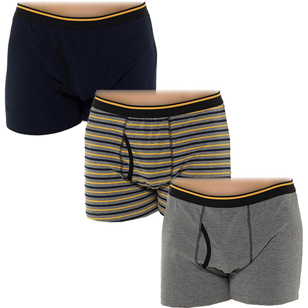 Mens Keyhole Trunks Shorts Underwear Pack Of 3 Knickers Elasticated Waistband
