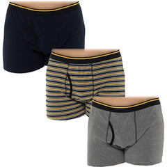 Mens Keyhole Trunks Shorts Underwear Pack Of 3 Knickers Elasticated Waistband