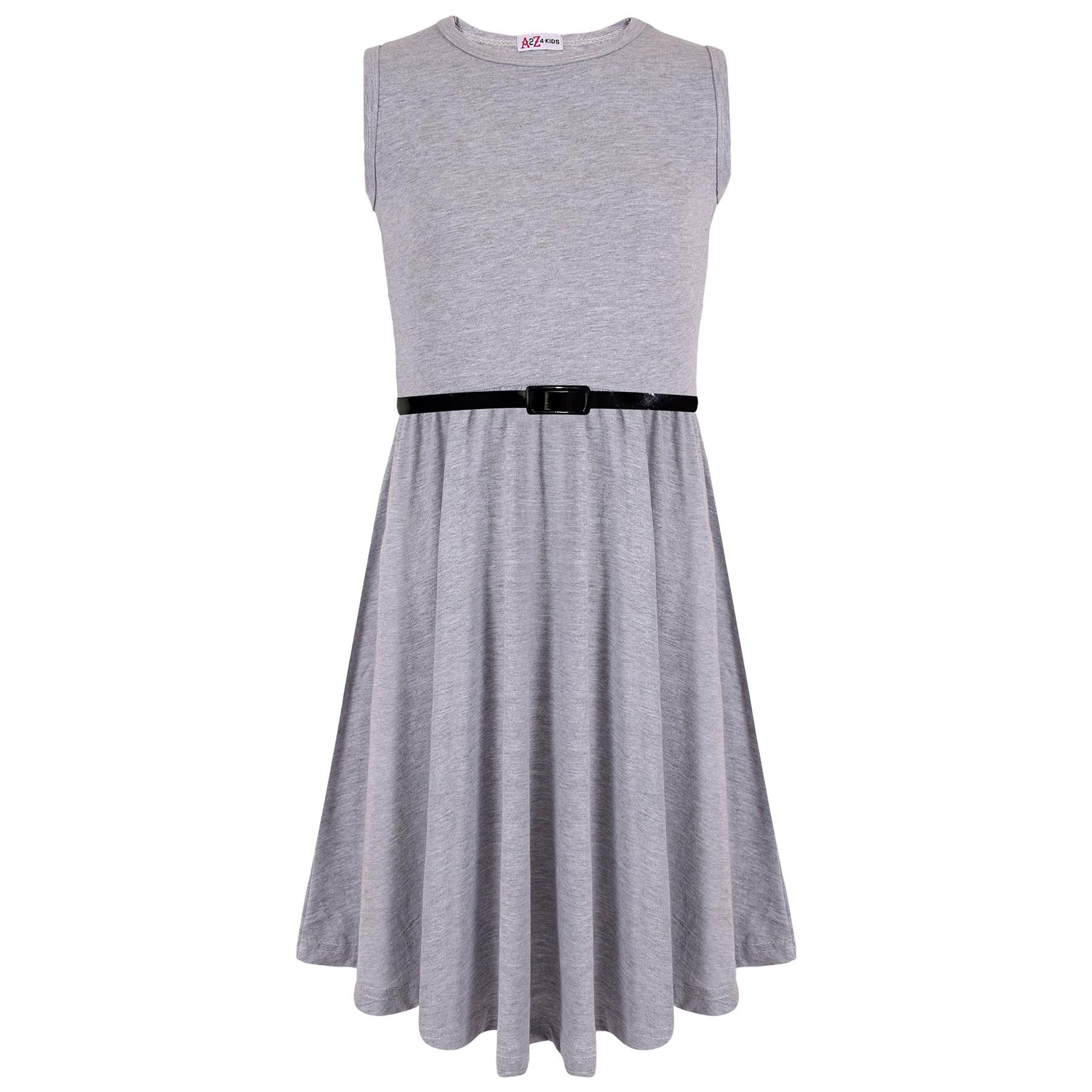 Kids Girls Skater Dress Party Dresses With Free Belt For Children New Age 2-13 - A2Z 4 Kids
