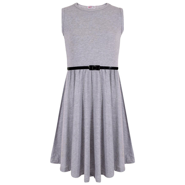 Kids Girls Skater Dress Party Dresses With Free Belt For Children New Age 2-13 - A2Z 4 Kids