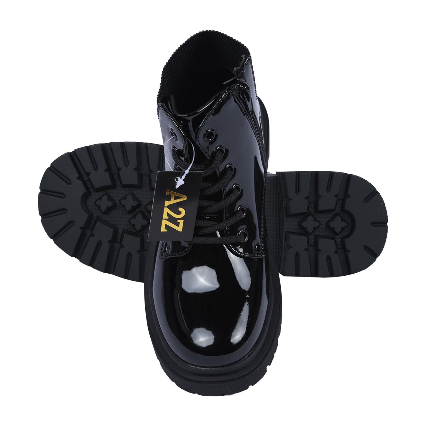 Kids Girls Teens Ladies Lace-Up Ankle Combat Boots with Side Zip Fashion Shoes
