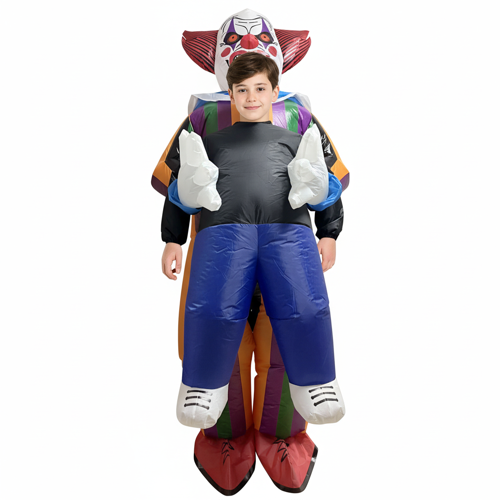 Kids Inflatable Clown Costume Fancy Dress Multicolour Blow Up Halloween Costume