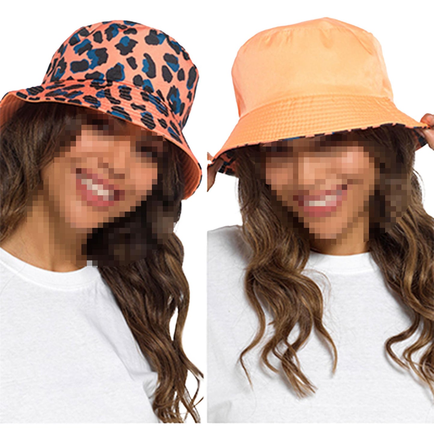 Womens Reversible Bucket Hat Summer Foldable Sun Hat UV Protection For Camping