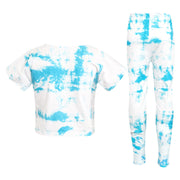 A2Z 4 Kids Girls Crop Top & Legging Blue Tie Dye Print Trendy Fashion Summer Outfit Clothing Sets New Age 5 6 7 8 9 10 11 12 13 Years