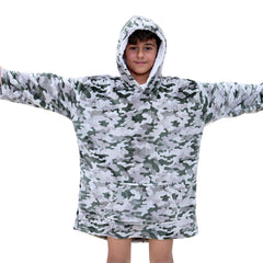 Kids Girls Boys Oversized Hoodie Snuggle Camoflage Super Soft Fleece Blanket