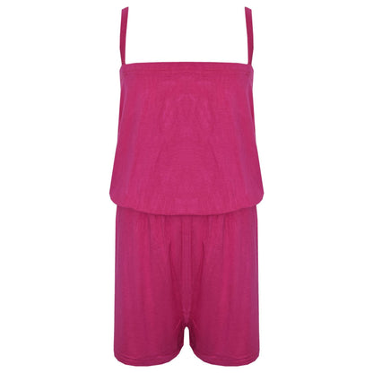 Girls Jumpsuit Kids Plain Color Trendy Playsuit All In One Jumpsuits 5-13 Years